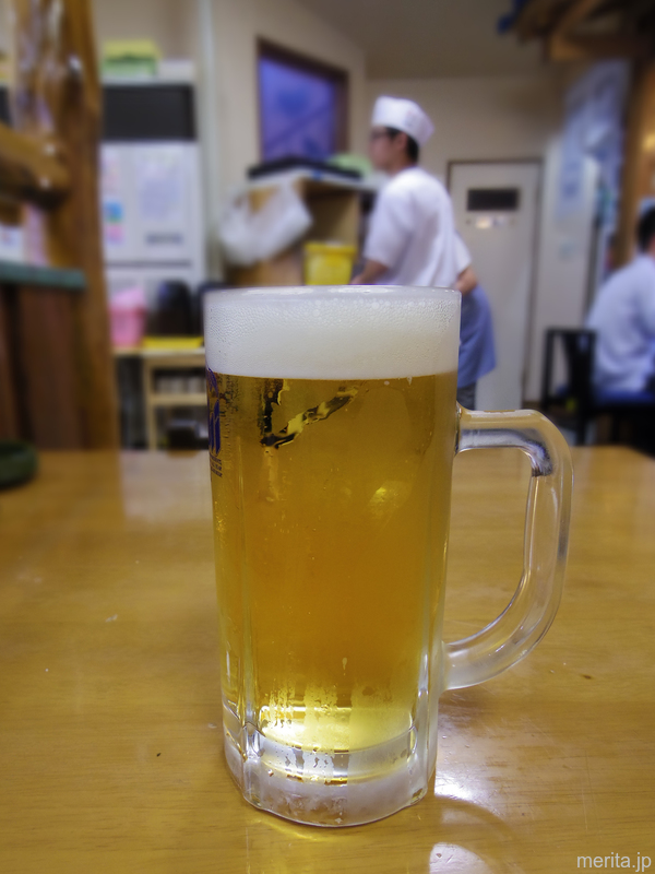 生ビール 中ジョッキ @若鶏時代なると本店.小樽.北海道