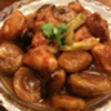 広東料理: 栗子炆鶏球 (茨城産栗とひな鶏の煮込み) @同發別館.横浜中華街