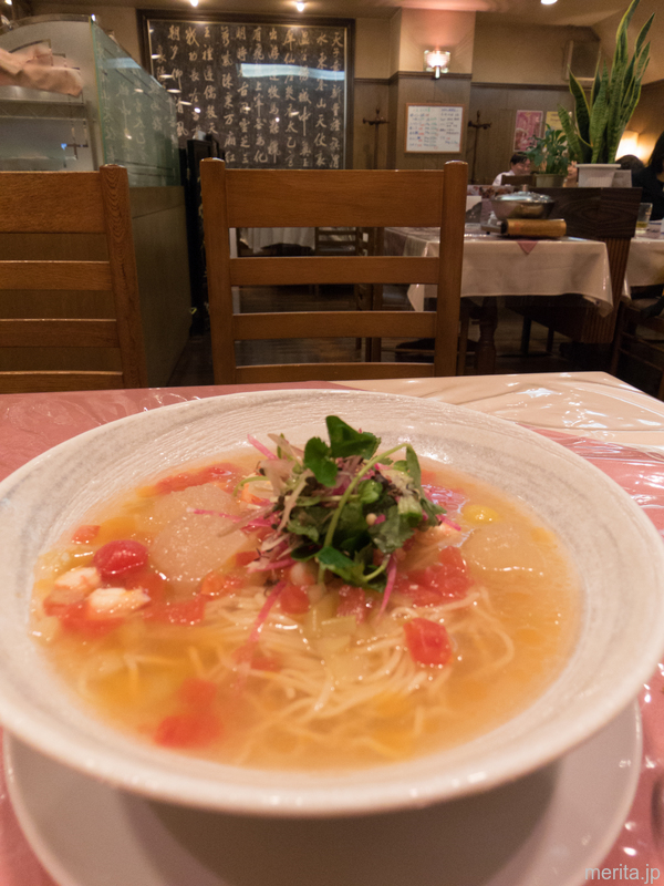 海老と夏野菜の冷やし麺 (鹵素面) @獅門酒楼.横浜中華街
