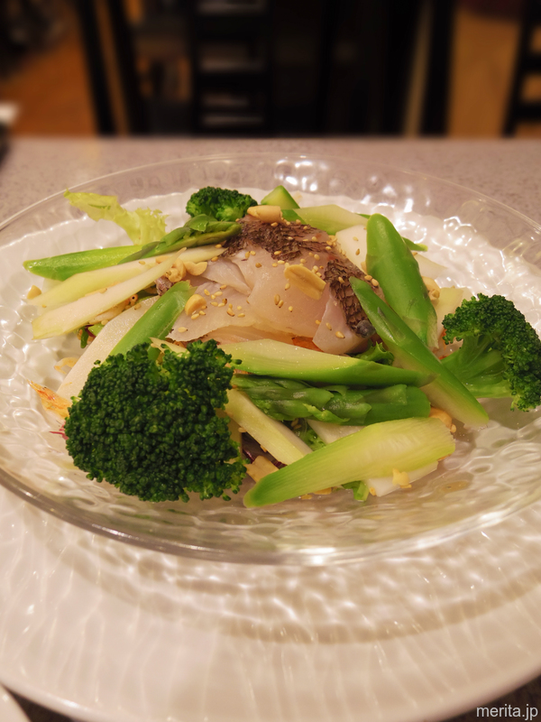 真鯛と春野菜のサラダ プラムソース @一楽.横浜中華街